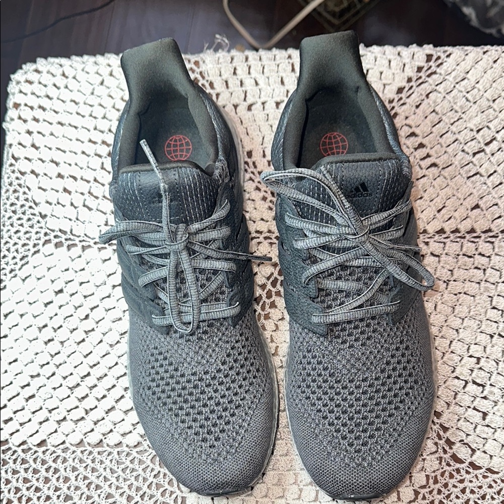 Adidas Ultra Boost Gray Athletic Shoes with Knit Upper and Cushioned Sole Men’s
